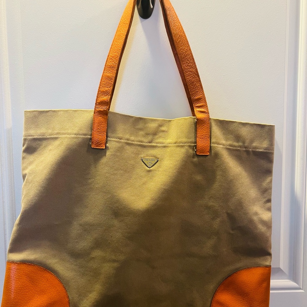 Prada Yellow and Tan Tote Bag